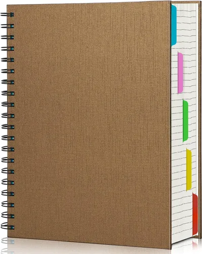 Vista 23 de EUSOAR Cuaderno de 5 materias, 1 pieza A4 de 11" x 8-1/2 pulgadas con espiral rayado universitario, bloc de escritura, 100GSM 120 hojas/240 páginas