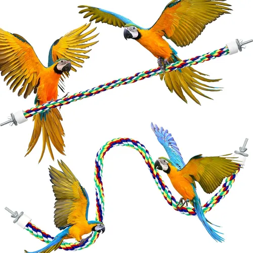 Vista 9 de Weewooday 2 perchas de cuerda para pájaros, cuerda de escalada, accesorios para loros, periquitos, cacatúas, conures (21.6 pulgadas)