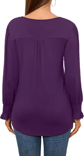 Vista 3 de GOUCEHN Camisas de manga larga para mujer, estilo casual, elegantes, blusas tipo túnica a la moda