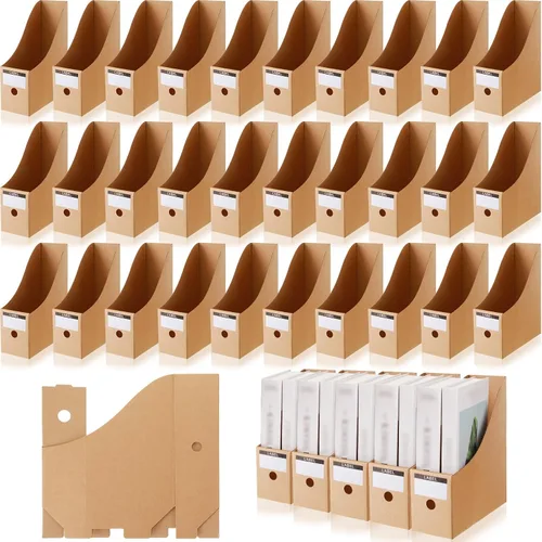 Vista 10 de Geyee 50 piezas de cartón para revistas, archivador de revistas, caja de almacenamiento de documentos, organizador de archivos de revistas con 50