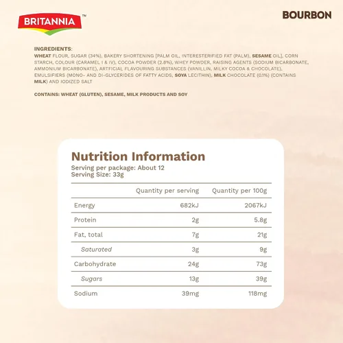 Vista 2 de Galletas de crema Britannia el Original Bourbon sabor chocolate 13,7 onzas.