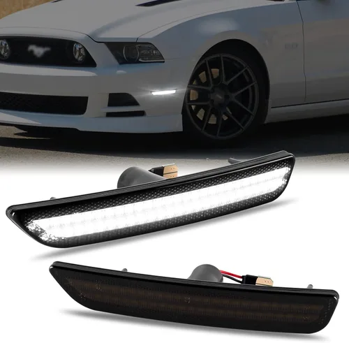 Vista 8 de Gempro Luces LED de Marcador Lateral Trasero para Ford Mustang 2010-2014, Lámparas de Parachoques Blancas con Lente Ahumada, 2PCS