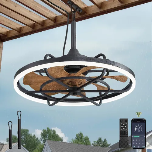 Vista 12 de Fanbulous Ventiladores de Techo para Exteriores con Luz para Patios, Ventilador de Techo Enchufable de 20" Resistente a la Intemperie, Ventilador
