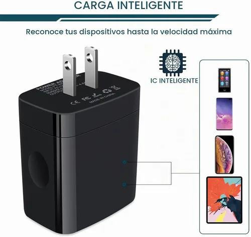 Vista 3 de Cargador de pared, adaptador de cargador USB, estación de carga rápida AILKIN 4.8A, 4 puertos múltiples, bloque de base de alimentación, enchufe