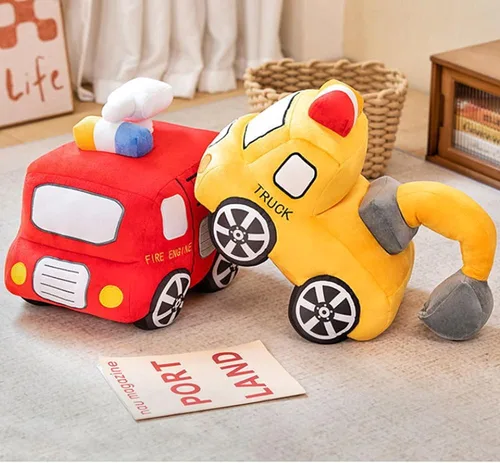 Vista 5 de XIYUAN Cojín de peluche rojo de autobús escolar con diseño de caricaturas, cojín de felpa para regalo de cumpleaños de niños (11 x 7 x 6 pulgadas)