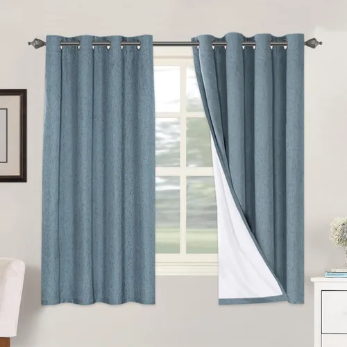 Vista 37 de H.VERSAILTEX Cortinas 100% opacas con aislamiento térmico, texturizadas, de lino, con bloqueo completo de calor y luz, para sala de estar y Negro