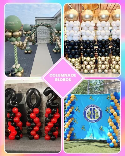 Vista 5 de Kit de Soporte de Columna de Globos de Metal Resistente YALLOVE, Juego de 2, Soporte de Torre de Globos Ajustable de 80 Pulgadas de Altura