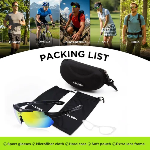 Vista 8 de Cycling Sunglasses for Men Women Youth, Wrap Around Sports Sunglasses for Running Climbing Bike Baseball Softball Golf