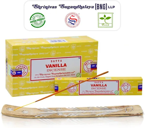 Vista 23 de Varillas de incienso Satya Champa, Paquete de 15gmx12 de inciensos Satya Bng con paquete de soporte de incienso Raajsee, Incienso natural Satya Nag