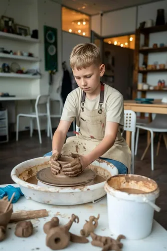 Vista 6 de Delantales artísticos infantiles para pintura, jardinería, cocina, múltiples bolsillos, bata para niños y niñas, impermeable (de 6 a 12 años)