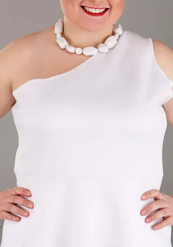 Vista 3 de Disfraz de Flintstones Wilma Picapiedra de talla grande para mujer, incluye vestido y collar con opción de peluca disponible