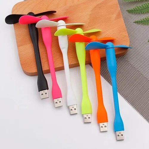 Vista 5 de Sokelinn-six Ventilador flexible USB, mini ventiladores de refrigeración portátiles alimentados por USB para banco de energía, portátil, PC, Negro