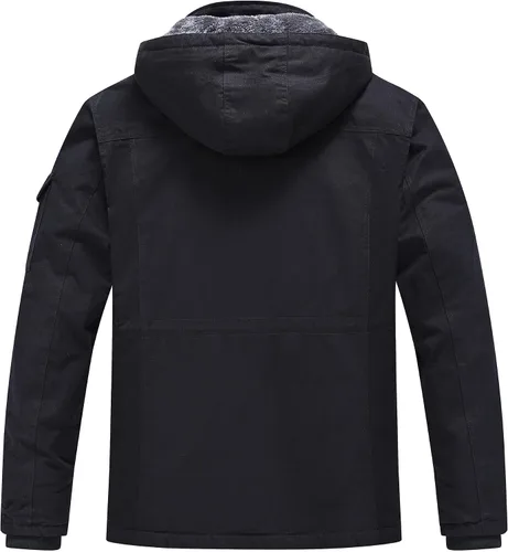 Vista 2 de Rapoo Chaqueta de invierno para hombre, de algodón, con forro polar, gruesa y cálida, con capucha