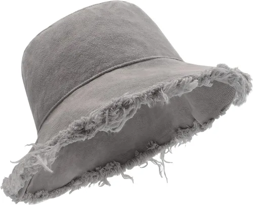Vista 8 de Zylioo Sombrero de cubo con flecos de talla grande para cabezas grandes Beige