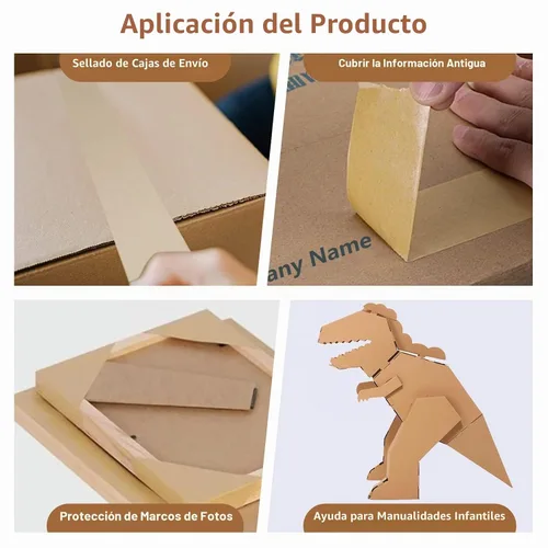 Vista 7 de TooCust Cinta de papel kraft autoadhesiva, 2 pulgadas x 55 yardas, cinta de papel marrón, cinta de embalaje marrón, cinta de embalaje de papel