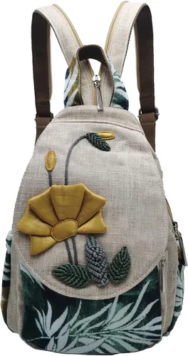 Vista 72 de HUANGGUOSHU Mochila de algodón tejida de algodón bohemio con bordado de lona estilo bohemio con múltiples bolsillos retro linda mochila cartera