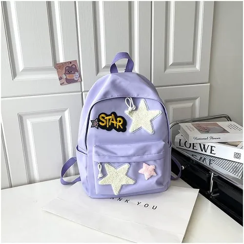 Vista 4 de Linda mochila para mujeres y hombres, diseño Kawaii Y2K moderno colorido Harajuku senderismo mochila de viaje mochila estética mochila, Púrpura