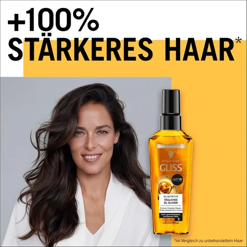 Vista 6 de Gliss Kur Aceite para el cabello Daily Oil Elixir (2.5 fl oz), aceite para cabello seco nutre y refina el cabello sin residuos grasos, contiene