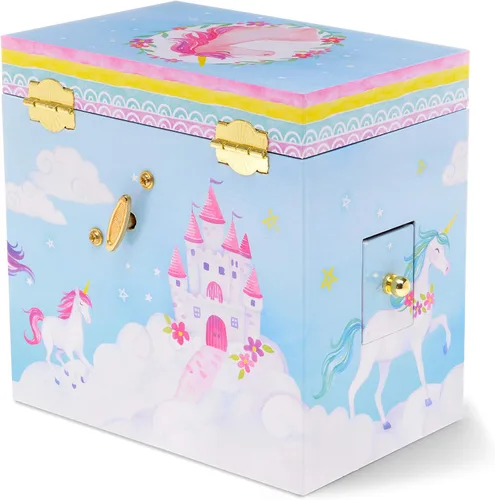 Vista 3 de Jewelkeeper Joyero musical con 3 cajones, diseño de unicornio arcoíris, The Beautiful Dreamer Tune
