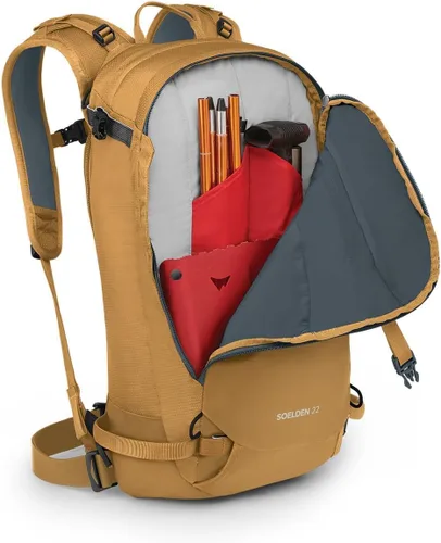 Vista 6 de Osprey Soelden 22L - Mochila de esquí y snowboard para hombre, color amarillo artesano