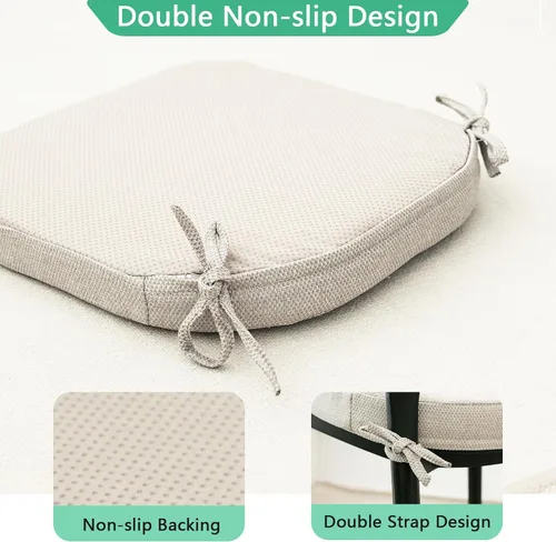 Vista 6 de Helios&Hestia Cojines para sillas de comedor de interior con lazos para cocina, cojines de asiento para exteriores con funda extraíble, parte Beige