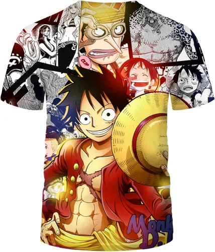 Vista 2 de Faiwvhe Anime T-Shirt Creative Role Monkey DLuffy,Zoro,3D Printed Tee Shirts