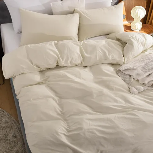 Vista 110 de NEXHOME PRO Funda de edredón Twin XL 100% algodón lavado, transpirable, duradera, texturizada, similar al lino, juego de ropa de cama para el hogar