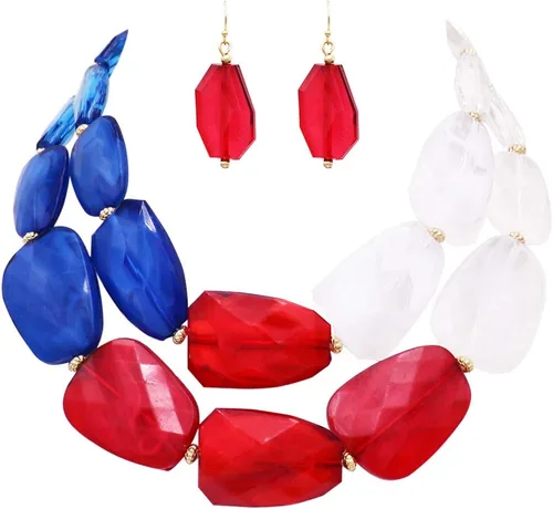 Vista 16 de Rosemarie Collections Conjunto de collar y pendientes elegantes con resina pulida ombre para mujer, 40,6 cm + 7,6 cm de extensor