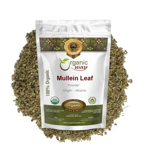 Vista 6 de ORGANIC WAY Polvo de hoja de gordolobo (Verbascum thapsus) – Cosecha silvestre europea Certificado orgánico y Kosher Vegano, sin OMG y sin
