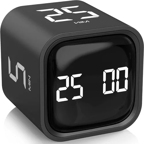 Vista 14 de Temporizador giratorio Pomodoro de 5, 25, 10 50 minutos preestablecido, temporizador de productividad de escritorio con sensor Gra vity, cubo