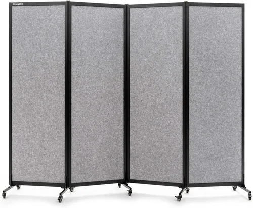 Vista 24 de Room Partition 2.0 Versión de actualización,6'L* 6'7"H,3 Panel, Beige Freestanding Rolling Dividers with Wheels,Office privacy screen Divider Wall