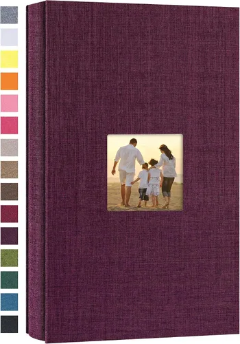 Vista 24 de potricher - Álbum de fotos pequeño para 100 fotos de 4 x 6 pulgadas, con portada de lino con foto, familiar, para bodas, aniversarios, bebés o Beige