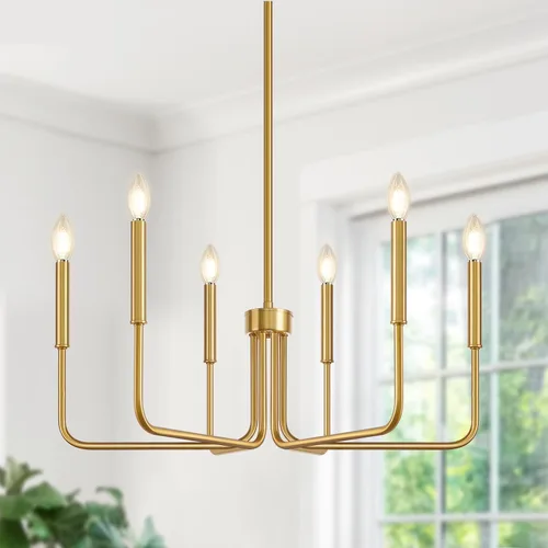 Vista 19 de Lynnoland - Candelabros de 6 luces de granja para comedor, accesorios de iluminación colgantes, lámparas industriales modernas para dormitorio Negro