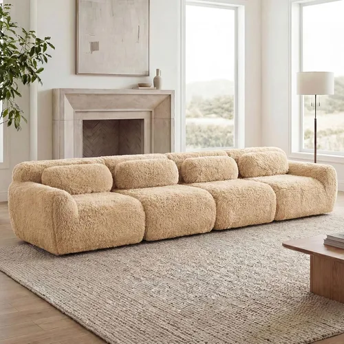 Vista 148 de Sofás seccional modular de 80" sin huesos modernos para sala de estar, juego de sofás comprimidos de 2 plazas con asiento profundo, sin necesidad