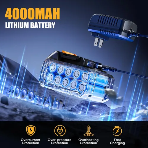Vista 3 de Takuoo Llave de impacto inalámbrica de 1/2 pulgada, pistola de impacto sin escobillas de 1200 N.m (900 pies-libras), llave eléctrica de alto par