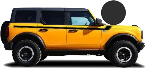 Vista 7 de Calcomanía de rayas de hockey retro (negro brillante, vinilo), compatible con Ford Bronco 2020-2024, 4 puertas, material impermeable