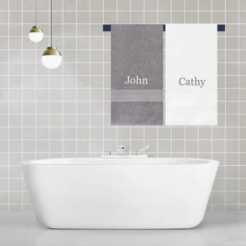 Vista 2 de Toallas de baño suaves bordadas personalizadas, juego de 2 toallas decorativas para baño, gimnasio, sauna, ducha, spa, piscina y dormitorio