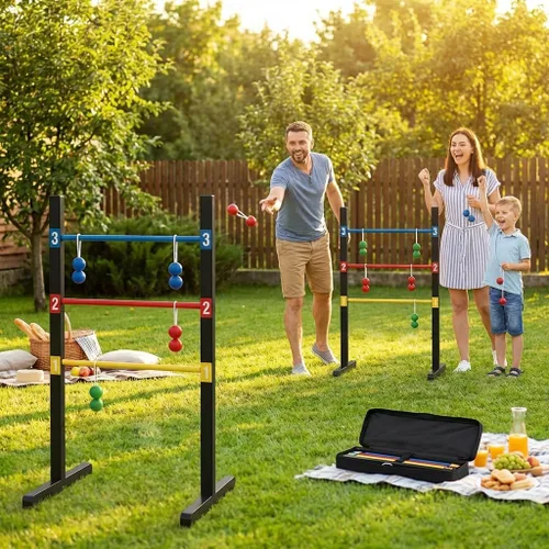 Vista 6 de Bolaball Wooden Ladder Toss Game Set with Carry Bag for Indoor & Outdoor Family Lawn