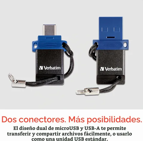 Vista 3 de Verbatim Unidad flash USB 3.2 Gen 1 Dual OTG Store 'n' Go de 32 GB para dispositivos USB-C, unidad de pulgar tipo C 2 en 1 2-in-1 OTG Type-C Thumb