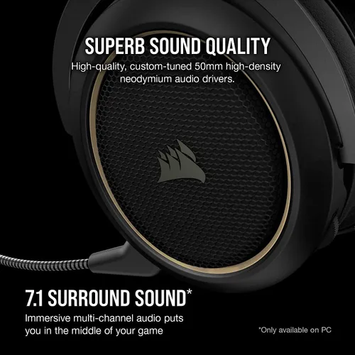 Vista 2 de Corsair HS70 PRO - Auriculares inalámbricos para juegos, color crema (renovado)
