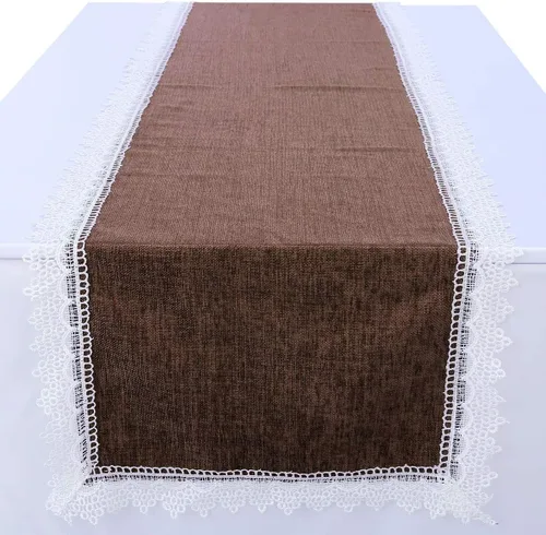 Vista 2 de rockcloud Camino de mesa de encaje de 15 x 75 pulgadas, bolsa de vajilla para decoración de banquetes de boda, Navidad, decoración de mesa de fiesta