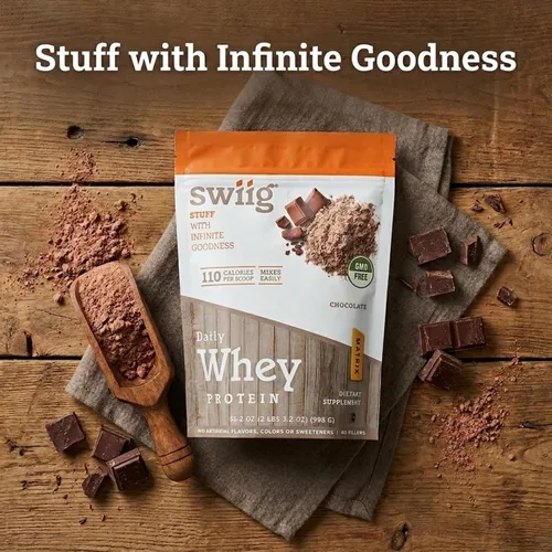 Vista 6 de swiig Daily Whey Protein Matrix (chocolate, 2.2 lb)