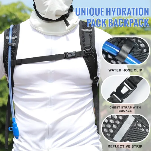 Vista 8 de Hydration Pack with 3L PEVA Water Bladder - Lightweight Hydration Backpack for MTB Cycling, Hiking, Running - Women & Men - 10L Capacity