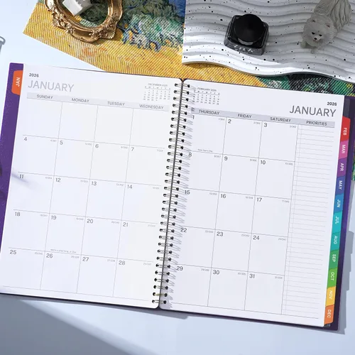 Vista 8 de Agenda semanal 2026, agenda diaria por hora 2026, enero de 2026 a diciembre de 2026, libro de citas de 9 x 11 pulgadas, pestañas mensuales