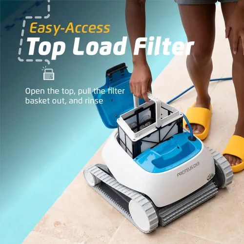 Vista 4 de Dolphin Proteus DX3 Aspiradora robótica automática para piscina, con escalada de paredes, cepillo de fregado activo, ideal para piscinas enterradas