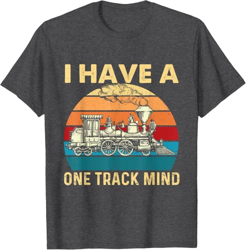 Vista 30 de Camiseta con texto en inglés "I Have A One Track Mind - Trainspotter Model Train Railroad, Negro, S