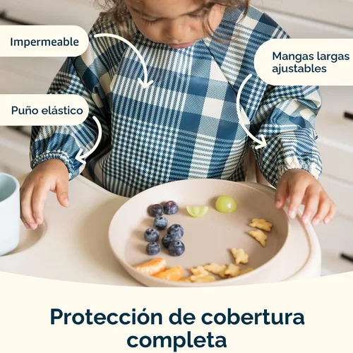 Vista 9 de Tiny Twinkle Babero de manga larga para bebés y niños pequeños Paquete de 2 baberos impermeables para comer, lavable a máquina y artículos