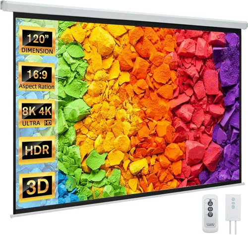 Vista 16 de YODOLLA Pantalla de proyector Motorizada Auto Pull Down Pantallas (150 '' 16:9 Negro)