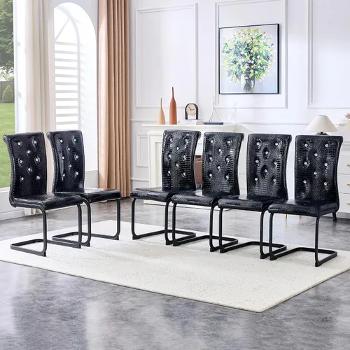 Vista 28 de gopop Juego de 2 sillas de comedor Juego de sillas de cocina modernas Cojín de piel sintética Patas de metal de alta resistencia Respaldo