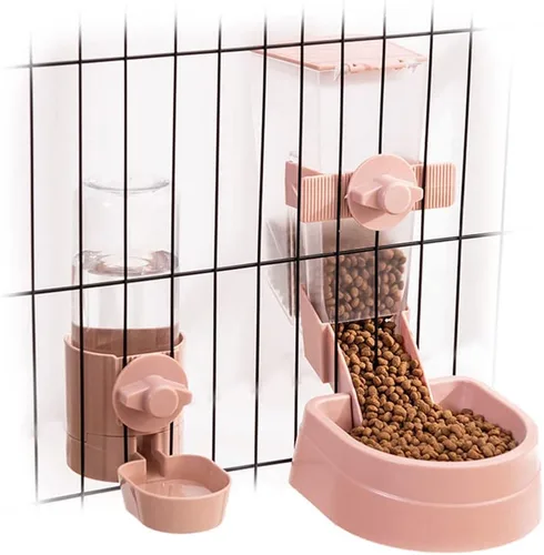 Vista 12 de Oncpcare Dispensador Automático de Alimentos para Conejos de 1L, Cuencos de Alimentos y Agua para Conejos, Comedero Pequeño para Mascotas con Tapa